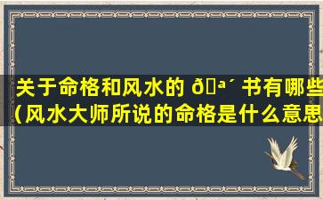 关于命格和风水的 🪴 书有哪些（风水大师所说的命格是什么意思）